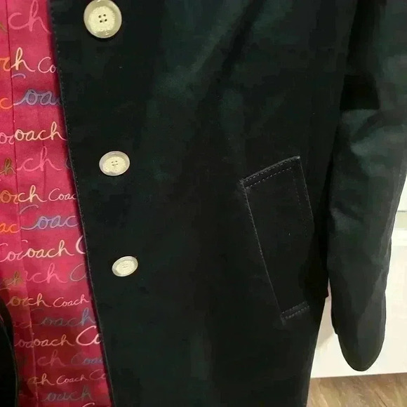 Coach Women's Black Button Down Trench Coat  Fall Cotton Classic Size XS - Picture 5 of 7